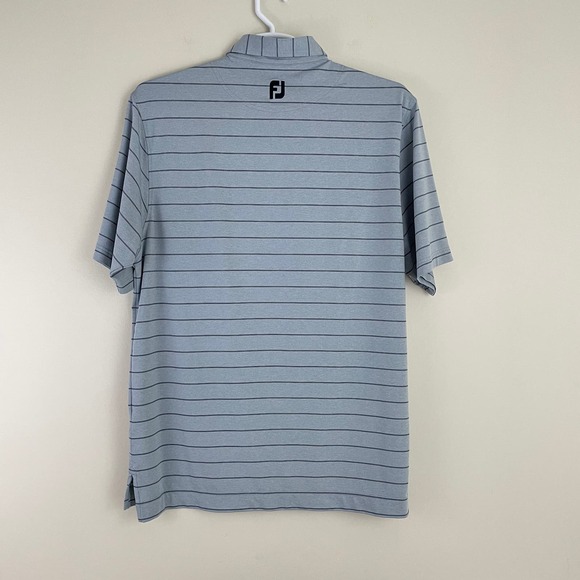 Footjoy Shirt Men's Large Gray Striped Short Sleeve Golf Polo Shirt Stretch Logo - Picture 2 of 10